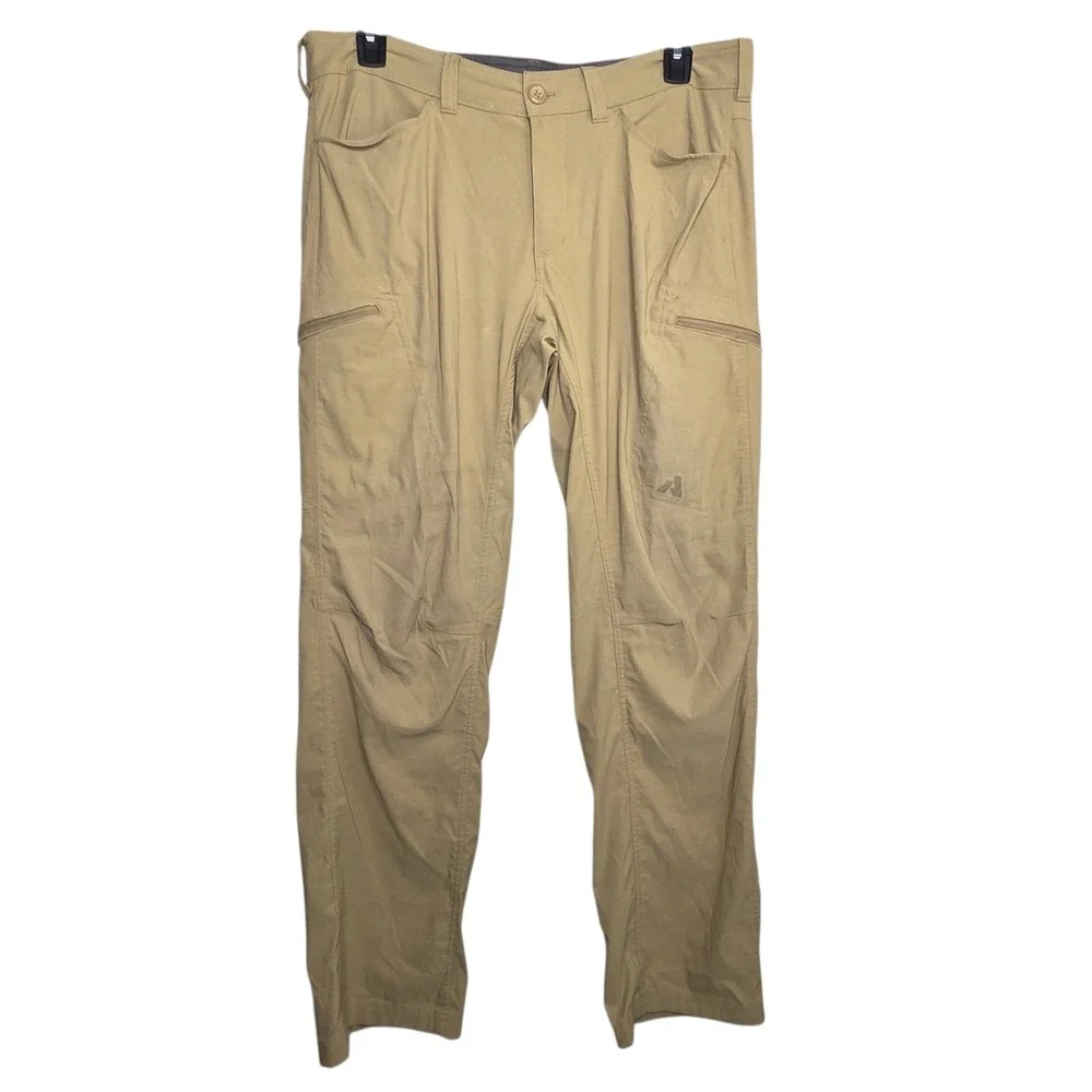 Eddie Bauer Mens Tan Nylon First Ascent Guide Pants 36x34 Cargo Hiking Outdoor